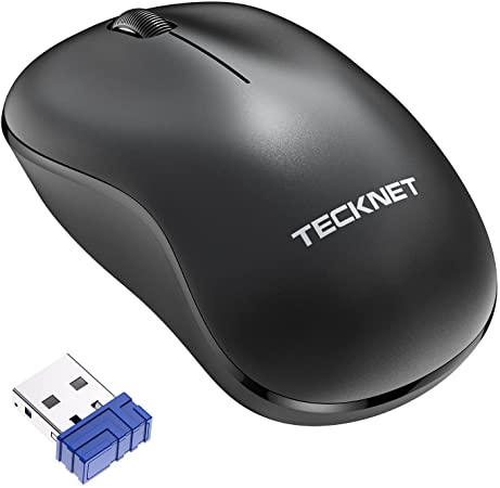 TECKNET Mini Wireless Mouse for Laptop, 2.4GHz Computer Mouse with USB Receiver, 1200DPI Optical Mouse Compatible with PC, Mac and Linux, 18-Month Battery Life (Black)