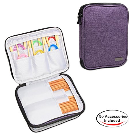 Luxja Knitting Needles Case(up to 8 Inches), Travel Organizer Storage Bag for Circular Needles, 8 Inches Knitting Needles and Other Accessories(NO ACCESSORIES INCLUDED), Purple