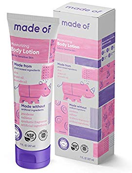 MADE OF Organic Baby Lotion - NSF Organic and EWG Verified Baby Eczema Lotion - Dermatologist and Pediatrician Approved - Great for Sensitive Skin - Made in USA - 7oz (Fragrance Free, 1-Pack)