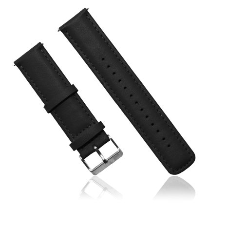 XIEMIN Deluxe 22mm Leather Bracelet Watchband Strap Watch Band for Samsung Galaxy Gear Gear 2 R380neo R381live R382 Smart Phone and Lg G Watch Smartwatch W110 W100leather Black