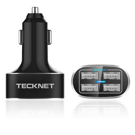 TeckNet PowerDash D2 96A48W 4-Port Rapid USB Car Charger with BLUETEK8482 Smart Charging Technology For Apple iPhone 6  6 Plus iPad Air 2 Galaxy S6 Tables and More mobilephones