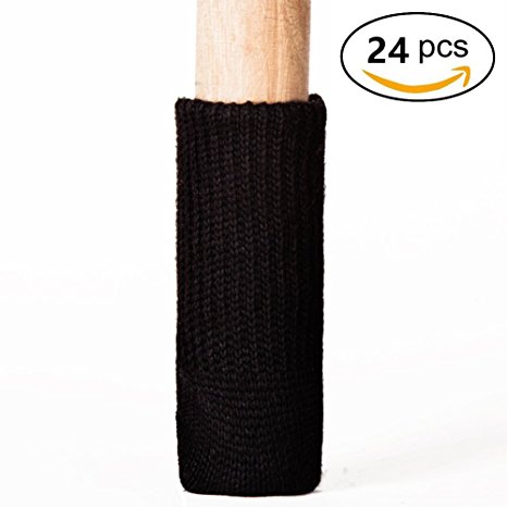 24 PCS Chair Leg Socks Knitted Furniture Socks - Chair,Floor Protectors for avoid scratches - Furniture Pads for Moving Easily and Reduce Noise (black-1)