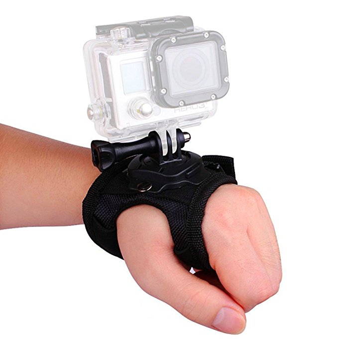 VVHOOY 360 Degree Rotation Glove Style Band Wrist Strap Mount Strip Belt with Screw for GoPro Hero 6 Hero 5 AKASO DBPOWER APEMAN EKEN ODRVM Xiaomi Yi 4K and All Kinds of Camera