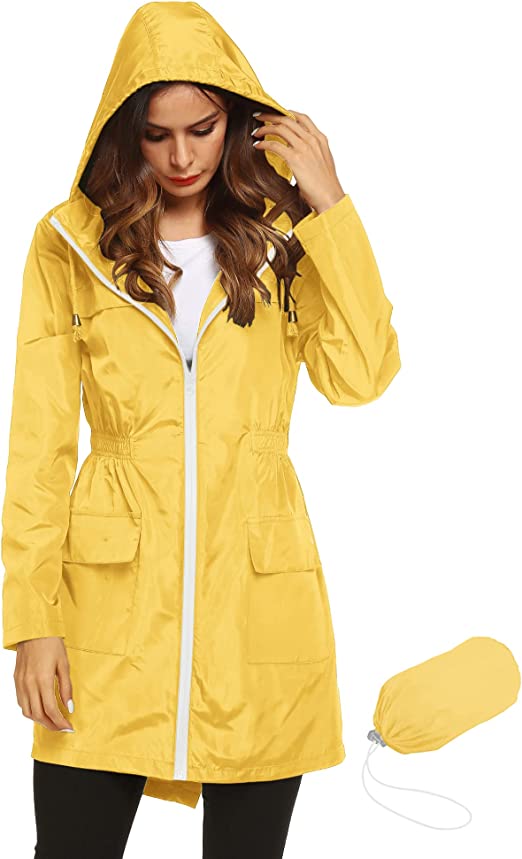 Lomon Women Waterproof Lightweight Rain Jacket Active Outdoor Hooded Raincoat