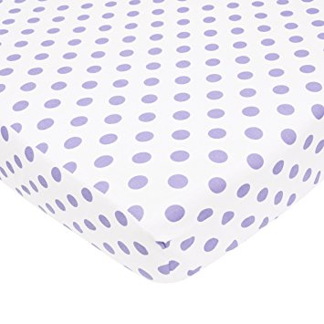 TL Care 100% Cotton Percale Fitted Crib Sheet, White with Lavender Dot