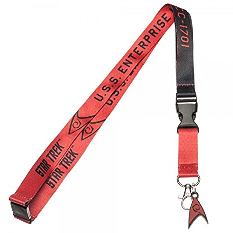 Star Trek Red Member Reversible Breakaway Keychain Lanyard with ID Holder and Rubber Engineer Charm