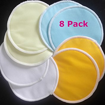 Washable Organic Bamboo Nursing Pads with bag   Natural Reusable leak-proof Nursing Pads (8 pads)