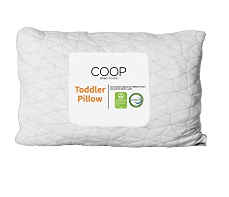 Coop Home Goods - Toddler Pillow (14x19) - Hypoallergenic Cross-Cut Memory Foam - Soft Touch Lulltra Washable Cover from Bamboo Derived Rayon - CertiPUR-US/GREENGUARD Gold Certified