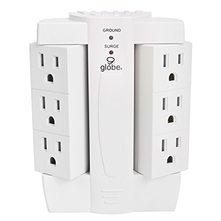 Globe Electric 7732001 The Original 6 Outlet Swivel Tap with Surge Protection