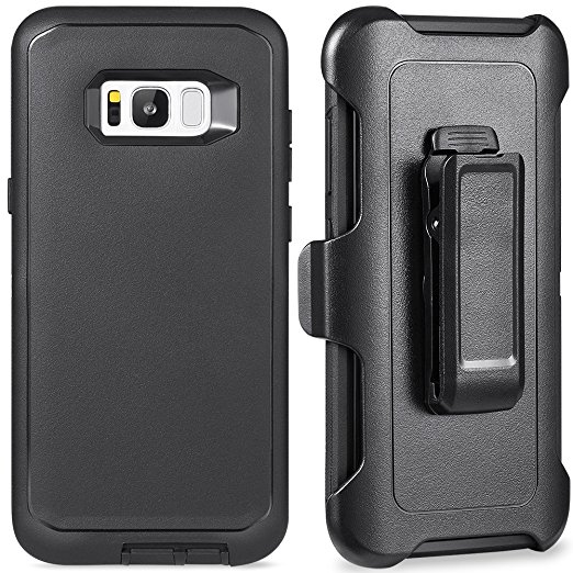 Galaxy S8 Case, Kuool [Heavy Duty] [Drop Protection] [Shockproof] Tough Rugged Hybrid Hard Shell Cover Case with Belt-clip for Samsung Galaxy S8 (2017)-Black