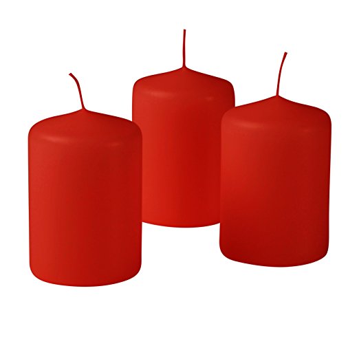 3 x 4 Inches Dripless Red Pillar Candles Set Of 3 Holiday Centerpiece Candles Of 3