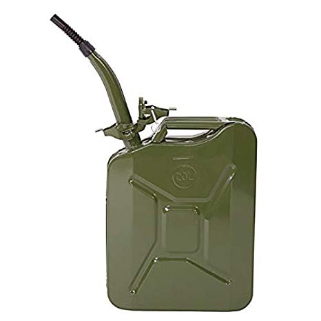 Tenozek Emergency Oil Gas Can 5 Gallon 20L Portable Gas Oil Water Bucket Petrol Diesel Storage Can Tanks with Spout Army Green