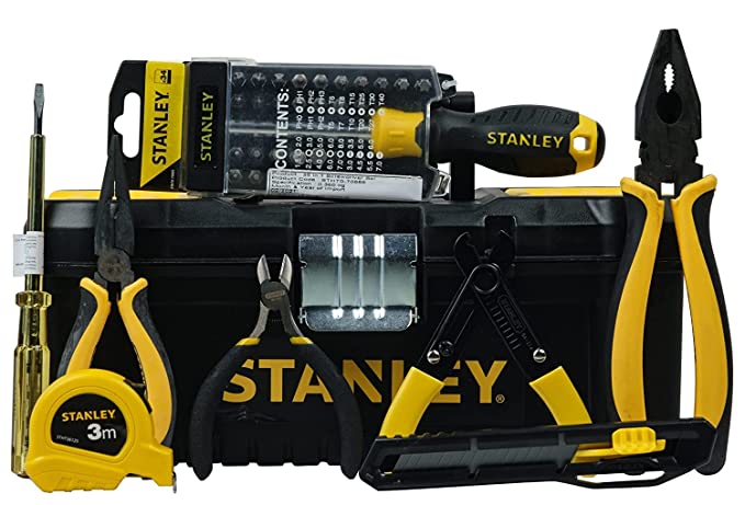 STANLEY ELECTRICIAN-KIT All-in-One Hand Tool Kit For Home & DIY Use (43-pieces)- Includes Pliers, Wire Stripper, Tester, Screwdriver Set, Tape, Tool Box, 6 Months Warranty