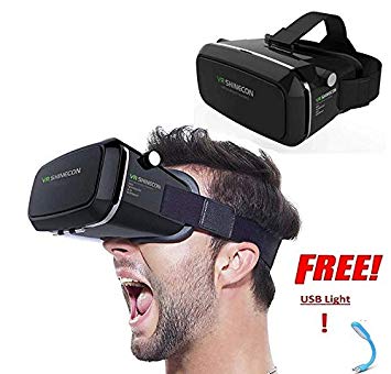 Renyke Virtual Reality Glasses 3D VR Box Headsets with USB LED for 4.7-6-inch Mobile Phones(White)