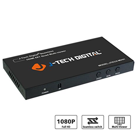 J-Tech Digital HDMI 4x1 1080P Quad Multi-Viewer Seamless Switcher with 5 different display modes and IR Remote Control (JTECH-MV41)