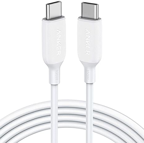 USB C to USB C Cable 100W, Anker Powerline III Type C Fast Charging Cable 2.0, PD Charging for Apple MacBook Pro 2020, iPad Pro 2020, Galaxy S10 Plus S9 S8 Plus, Pixel, Switch, LG V20, and More(White)