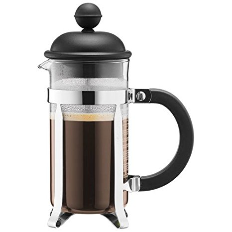 Bodum Caffettiera French Press Coffee Maker, Black Plastic Lid and Stainless Steel Frame, 3-Cup, 12-Ounce