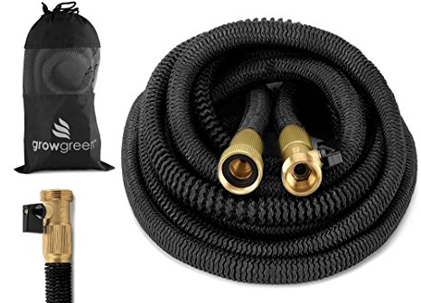 HEAVY DUTY 50' Feet Expandable Hose Set, Strongest Garden Hose On Earth. With All Solid Brass Connector   Storage Sack, by GrowGreen