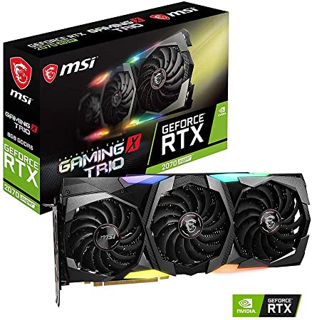 MSI NVIDIA GEFORCE RTX 2070 SUPER GAMING X TRIO Graphics Card '8GB GDDR6, 1800MHz, RGB Mystic Light, 3x DisplayPort, HDMI, Triple Fan Cooling System'