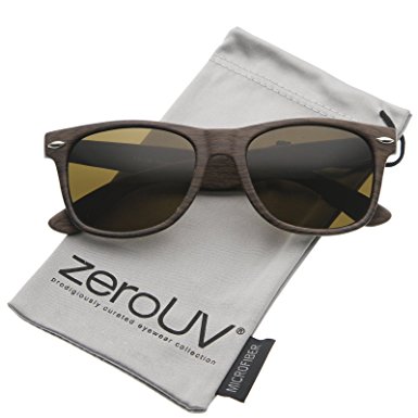 zeroUV - Classic Modern Wood Print Square Horn Rimmed Sunglasses 52mm