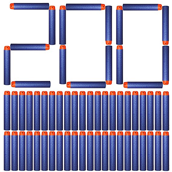 AMOSTING Refill Darts 200PCS Bullets for Nerf N-Strike Elite Zombie Strike Rebelle - Blue