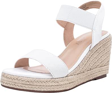 Jeossy Women's 8801 Wedge Sandals for women, 3.5 Inch Ankle Strap Espadrille Sandals for Women Dressy Summer