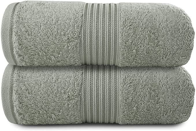 Zuperia Bath Sheets 35" x 70" Set of 2 Ultra Soft 600 GSM 100% Combed Cotton Extra Large Bath Towels, Highly Absorbent Daily Usage Bath Sheet Set Ideal for Pool, Home, Gym, Spa, Hotel (Light Grey)