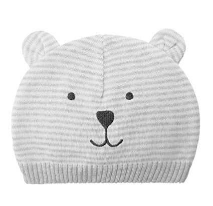 Eriso Unisex Baby Striped Bear Cap Soft Knitted Beanie Newborn Hat