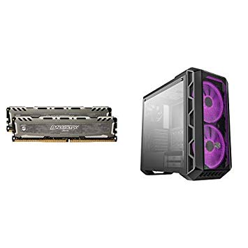 Ballistix Sport LT 16GB Kit (8GBx2) DDR4 3200 MT/s (PC4-25600) CL16 SR x8 DIMM 288-Pin Memory and MasterCase H500 ATX Mid-Tower with Controller and Case Handle for Transport