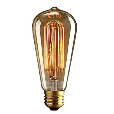 KINGSO Vintage Edison Bulbs 60W Squirrel Cage Filament Incandescent Antique Light Bulb for Home Light Fixtures E27 E26 Base ST64 110V - 1 Pack