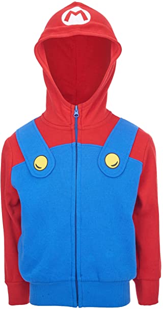 Nintendo Super Mario Costume Zip Up Hoodie for Boys Super Nintendo Boys Clothes Classic Sweatshirt