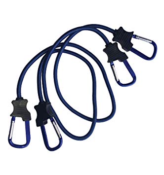 Typhon East Bungee Cords with Carabiner Hooks (Set of 2) | 3ft Heavy Duty Tie Downs | UV Treated Straps with Durable Latex Core | Cord Ties for Tarp, Truck Rack, Camping Accessories and More (Blue)