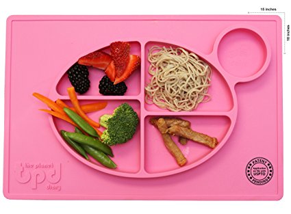 ChooseMyPlate - all-in-one Silicone Placemat with cup holder and nutritional guidelines for babies, toddlers, and kids - BPA free non-slip food divider dinnerware for kids - Color: (Pink)