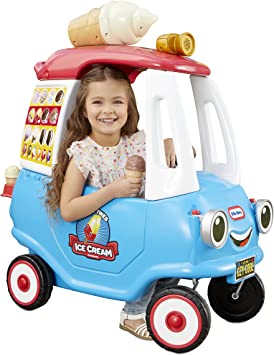 Little Tikes Cozy Ice Cream Truck, Cozy Coupe Ride On Car, Kid and Parent Powered, Ice Cream Truck Music, Including Accessories- Gift for Kids, Toy for Girls and Boys Ages 1.5 to 5 Years Old