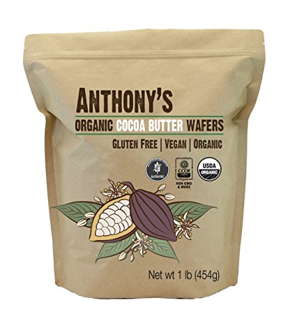 Organic Cocoa Butter Wafers (1lb) by Anthony's, Certified Gluten-Free & Non-GMO
