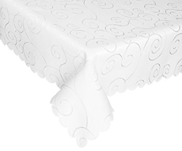 EcoSol Designs Microfiber Damask Swirls Tablecloth, Wrinkle-Free & Stain Resistant (52x70", White) Swirls