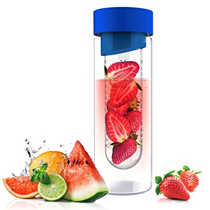 Asobu Flavor It 20 Ounce Glass Water Bottle With Fruit Infuser,  Blue