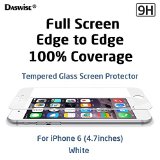 iPhone 6 Screen Protector Daswise 2015 Full Screen Anti-scratch Tempered Glass Protectors with Curved Edge Cover Edge-to-Edge Protect Your 47 Inches Space Gray iPhone 6 Screens from Drops and Impacts HD Clear Bubble-free Shockproof 47 White