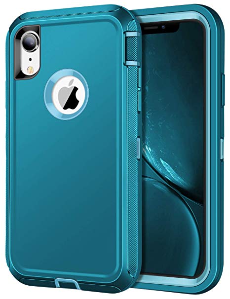 JAKPAK Case for iPhone XR Case Heavy Duty Shockproof Protective iPhone XR Case Scratch-Resistant Protective Shell with Hard PC Bumper Soft TPU Back Cover for Apple iPhone XR 6.1",Light Teal