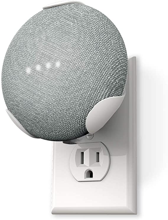360 Electrical 360580 PowerClip Outlet Mount for Google Home Mini - Google Plug-in Bracket Stand Holder Case, for Kitchen, Bathroom, Bedroom, Living Room, Office, Chalk