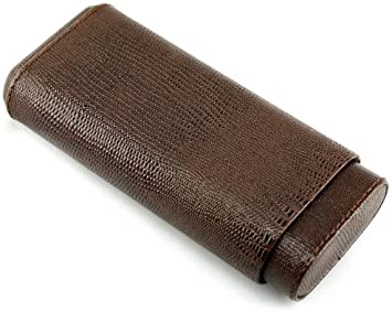 Skyway Devon Snake Leather Cigar Case Holder with Cedar Lining - Brown