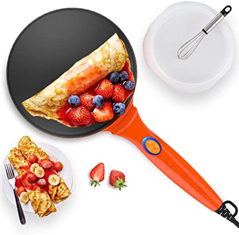 LIVEN Electric Crepe Maker with Non-Stick Coating, with Power Switch on Handle, Blintzes, Pancakes, 8 Inch Dia 120V BC-411A