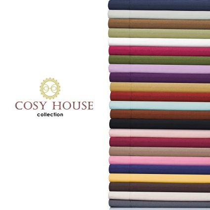Cosy House Bed Sheets Set 3pc - Silky Soft High Quality Double Brushed Microfiber Bedding - Wrinkle and Fade Free - Stain Resistant - Hypoallergenic - Luxury Fitted & Flat Sheet Plus Pillowcases - Best Extra Deep Pocket Bedsheets (Cream, Twin)