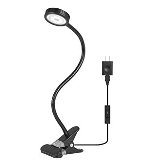 Kootek Clip On Light Dimmable LED Reading Lamp with Flexible Gooseneck 3 Color Temperature Six Modes for Office Desk Bedroom Headboard Black