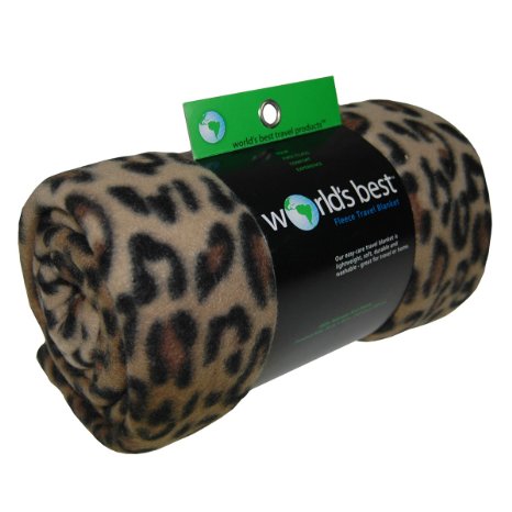 World's Best Cozy-Soft Microfleece Travel Blanket, Leopard