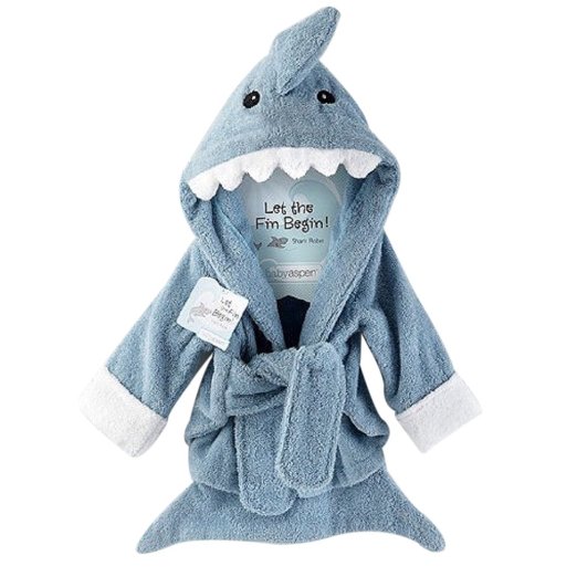 URAQT Cute Animal Baby Bathrobe Soft Hooded Towels Infant Wrap Grey Shark