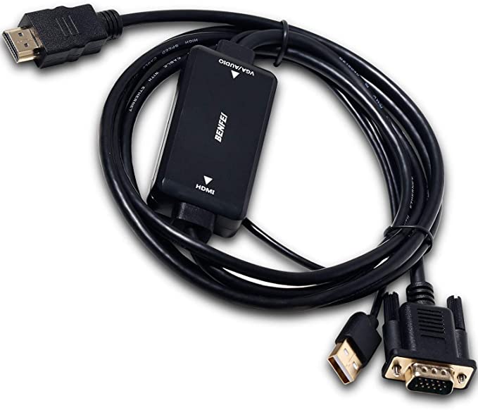VGA to HDMI Cable, Benfei VGA to HDMI 6 Feet Cable with Audio Support and 1080P Resolution - VGA Input to HDMI Output