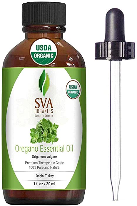 SVA Organics Oregano Essential Oil 1 Oz Organic USDA 100% Pure Natural Undiluted Premium Therapeutic Grade Essential Oil for Skin, Face, Hair, Diffuser, Aromatherapy