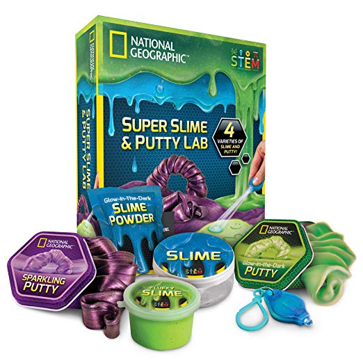 National Geographic Super Slime & Putty Lab - 2 Types of Amazing Slime   2 Types of Putty Including Sparkling Putty, Fluffy Slime and Glow-in-The-Dark Putty