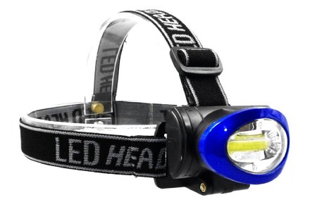 OutdoorsmanLab Ultra-Bright Wide Field COB Led Headlamp with Adjustable Head Strap Waterproof 300 Lumen 3 Lighting Modes Adjustable Strap Great For Running Hiking Camping Cycling Hunting Night Reading